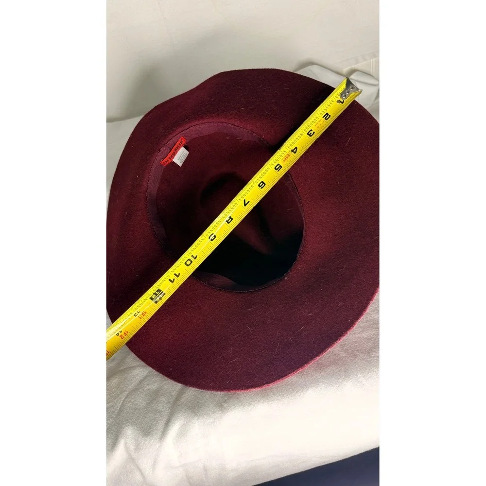 San Diego Hat Co Womens Burgundy Wool Felt Wide Brim Fedora Feather Accent OS